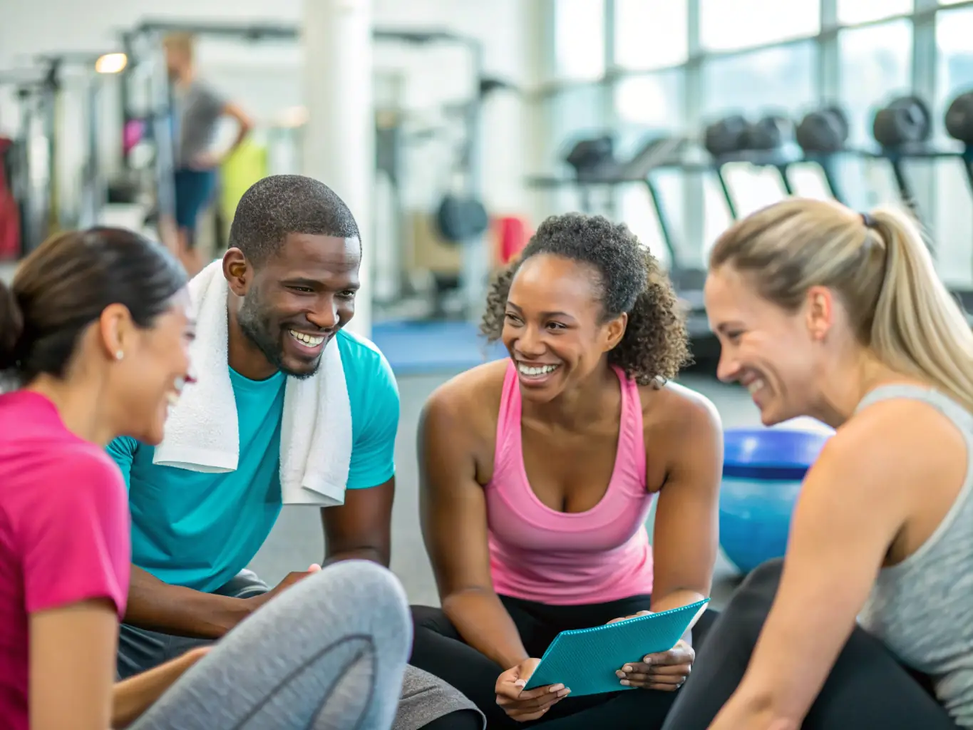 A vibrant image of a group of CrossFit Metamorphose participants, including individuals with and without disabilities, celebrating a workout milestone together, highlighting the inclusive and supportive community.