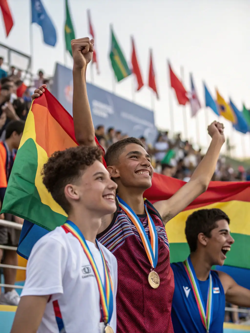 A photograph of participants at a sporting event, showcasing their participation and achievements in a competitive setting.